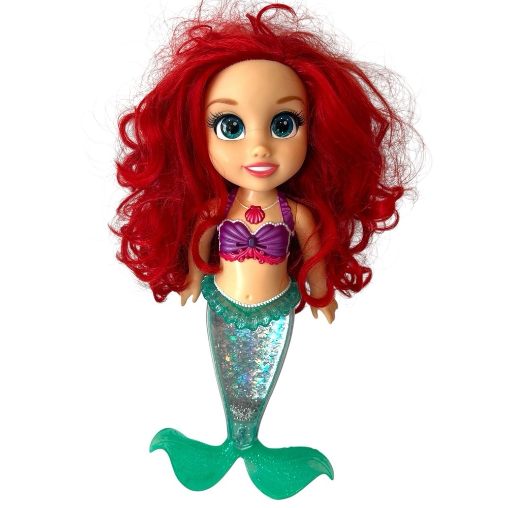 Disney Sing & Sparkle 14" ARIEL The Little Mermaid Water Glitter Tail Doll Works